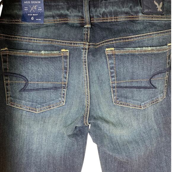 American Eagle Outfitters X4 Kick Boot Super Stretch Denim Midrise-Size 6 Tall - Picture 9 of 11
